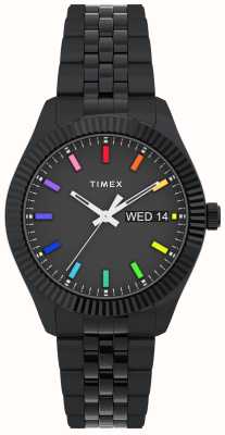 Timex Cinturino in acciaio inossidabile nero con quadrante nero arcobaleno legacy da donna TW2V61700