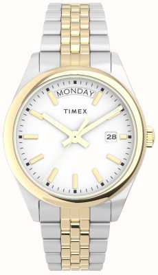 Timex Quadrante bianco legacy da donna / bracciale in acciaio inossidabile bicolore TW2V68500