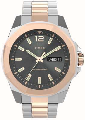 Timex Quadrante grigio essex avenue da uomo / bracciale bicolore in acciaio inossidabile TW2V43100