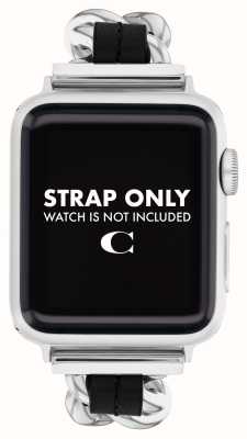 Coach Cinturino per orologio Apple (38/40/41 mm) catena in acciaio inossidabile in pelle nera 14700187