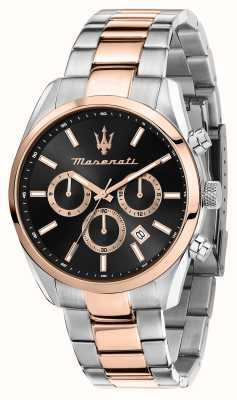Maserati Attrazione da uomo (43mm) quadrante nero / bracciale bicolore in acciaio inossidabile R8853151002