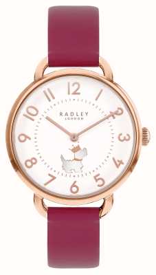 Quadrante bianco Royal Radley / cinturino in pelle rosa scuro rosa RY21646