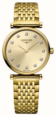 LONGINES La grande classique de longines quadrante in oro con diamanti / bracciale in pvd oro L42092378