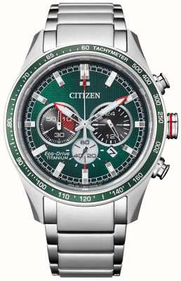 Citizen Cronografo super titanio eco-drive quadrante verde / bracciale titanio CA4497-86X