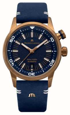 Maurice Lacroix Pontos s diver bronze limited edition (42mm) quadrante blu / pelle vintage blu + caucciù blu PT6248-BRZ0B-430-4