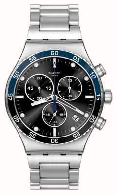 Swatch Quadrante nero irony blu scuro / bracciale in acciaio inossidabile YVS507G