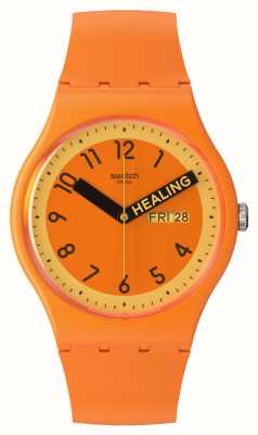 Swatch Quadrante arancione orgogliosamente arancione / cinturino in silicone arancione SO29O700