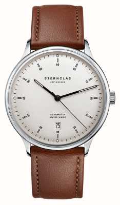 STERNGLAS Kanton 2.0 automatico (39 mm) quadrante bianco/cinturino in pelle marrone S02-KF10-MO02
