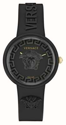 Versace Medusa pop (39 mm) quadrante nero/cinturino in silicone nero VE6G00223