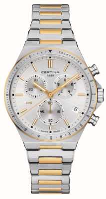 Certina Cronografo Ds-7 (41mm) quadrante argento/bracciale in acciaio inossidabile bicolore C0434172203100
