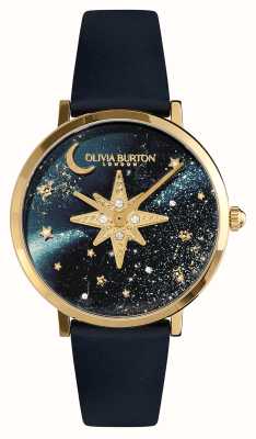 Olivia Burton Quadrante blu celeste Celestial nova / cinturino in pelle blu 24000081