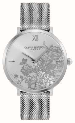 Olivia Burton Fioriture floreali quadrante floreale argento/bracciale in maglia d'acciaio 24000115