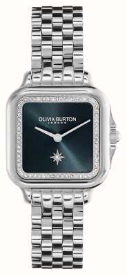 Olivia Burton Quadrante blu morbido quadrato / cinturino in acciaio inossidabile 24000083
