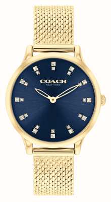 Coach Quadrante blu da donna chelsea (32 mm) / bracciali in maglia di acciaio inossidabile color oro 14504218