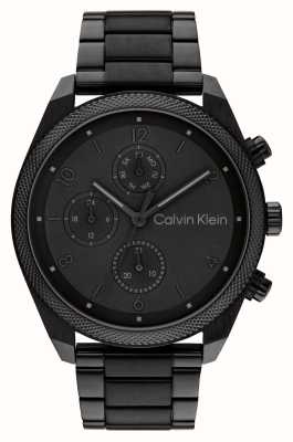 Calvin Klein Impact da uomo (44 mm) quadrante nero / cinturino in acciaio inossidabile nero 25200359