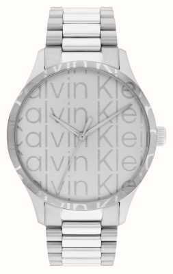Calvin Klein Iconico quadrante con logo argento (42 mm) / cinturino in acciaio inossidabile 25200342