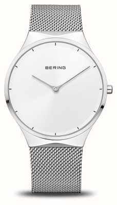 Bering Quadrante bianco classico (38 mm) / bracciale in maglia d'acciaio 12138-004