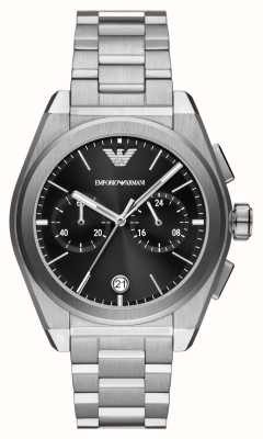 Emporio Armani Quadrante cronografo nero da uomo (43 mm)/bracciale in acciaio inossidabile AR11560