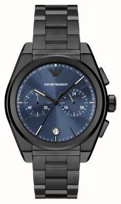 Emporio Armani Quadrante cronografo blu da uomo (43 mm) / bracciale in acciaio inossidabile nero AR11561