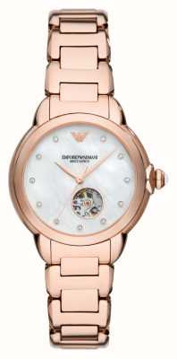 Emporio Armani Quadrante in madreperla automatico da donna (34 mm) / bracciale in acciaio inossidabile tonalità oro rosa AR60072