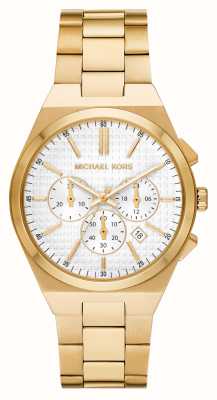 Michael Kors Quadrante cronografo bianco Lennox (41 mm) / bracciale in acciaio inossidabile color oro MK9120