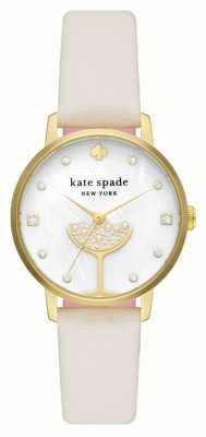 Kate Spade Metro (34 mm) quadrante in madreperla/cinturino in pelle bianca KSW1779