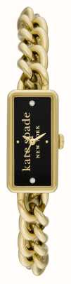 Kate Spade Quadrante con logo nero Rosedale (10 mm) / bracciale a catena in acciaio inossidabile color oro KSW1793
