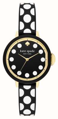 Kate Spade Park Row (34 mm) quadrante nero/cinturino in silicone nero a pois KSW1812