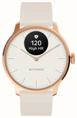 Withings Scanwatch light - smartwatch ibrido (37 mm) quadrante bianco + cinturino sportivo premium oro rosa/bianco HWA11-MODEL 1-ALL-INT