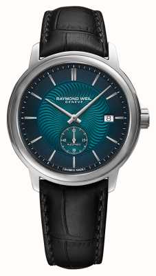 Raymond Weil Quadrante blu maestro (40 mm) da uomo/cinturino in pelle nera 2238-STC-50001