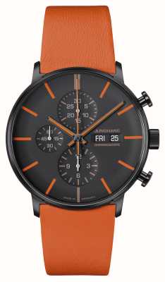 Junghans Forma un cronoscopio (43 mm) quadrante nero e arancione/cinturino in pelle arancione 27/4370.01