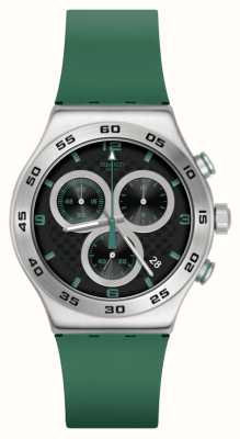Swatch Quadrante nero verde carbonico (43 mm) / cinturino in caucciù verde YVS525