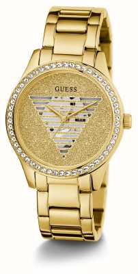 Guess Quadrante glitter oro da donna Lady Idol (38 mm) / bracciale in acciaio inossidabile tonalità oro GW0605L2