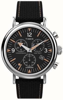 Timex Cronografo Waterbury (41 mm) quadrante nero/cinturino in pelle e tessuto nero TW2V43700