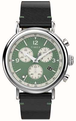 Timex Cronografo Waterbury da uomo (41 mm) quadrante verde/cinturino in pelle marrone TW2V71000