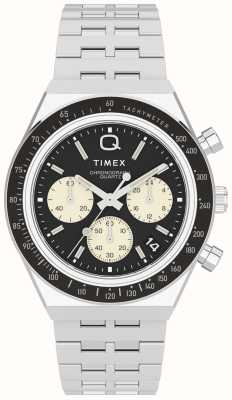 Timex Cronografo Q subacqueo (40 mm) quadrante nero/bracciale in acciaio inossidabile TW2V42600