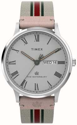 Timex Quadrante grigio Waterbury (40 mm) da uomo/cinturino in tessuto bianco TW2V73700