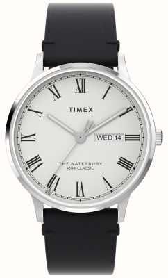 Timex Quadrante bianco Waterbury Classic (40 mm) da uomo/cinturino in pelle nera TW2W15000