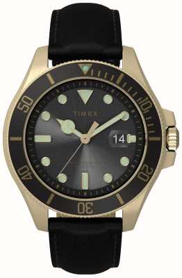 Timex Orologio da uomo Harbourside Coast (43 mm) quadrante nero/cinturino in pelle nera TW2V42200