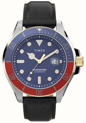 Timex Quadrante blu automatico Harbourside Coast (43 mm) / cinturino in pelle nera TW2V72200