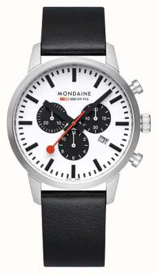 Mondaine Neo cronografo (41 mm) quadrante bianco/cinturino in pelle color uva nera MSD.41410.LBV