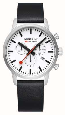 Mondaine Neo cronografo (41 mm) quadrante bianco/cinturino in pelle color uva nera MSD.41411.LBV