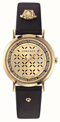 Versace Quadrante dorato di nuova generazione (35 mm) / pelle nera VE3M01023