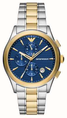 Emporio Armani Quadrante cronografo blu da uomo (42 mm) / bracciale in acciaio inossidabile bicolore AR11579