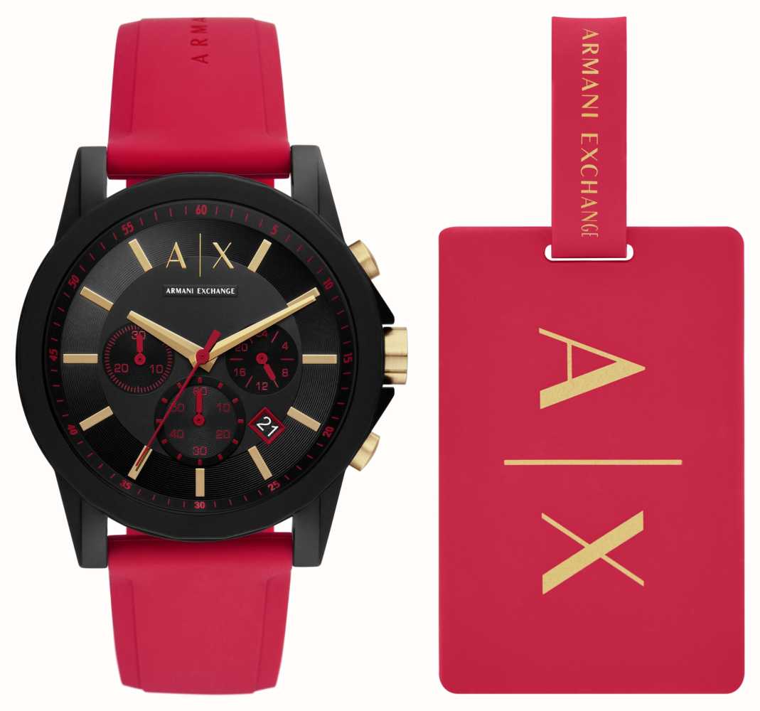 Armani Exchange - Set regalo da uomo con orologio e targhetta per