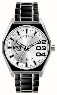 Diesel Raschietto da uomo (43 mm) quadrante argentato/bracciale in acciaio inossidabile nero e argento DZ2195