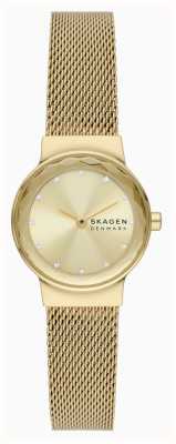 Skagen Freja lille (26 mm) da donna con quadrante dorato e bracciale a maglie in acciaio color oro SKW3110
