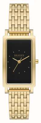 Skagen Quadrante rettangolare nero hagen (43 mm) da donna/bracciale in acciaio inossidabile tonalità oro SKW3113
