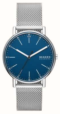 Skagen Quadrante blu firmato da uomo (40 mm) / bracciale in maglia di acciaio SKW6904