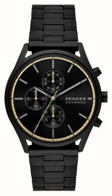 Skagen Cronografo Holst da uomo (42 mm) quadrante nero/bracciale in acciaio inossidabile nero SKW6910